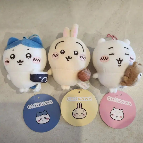 [BUNJANG] Chiikawa Usagi Hachware Acorn Camera Stress Ball Charm Set / 먼작귀 치이카와 곰돌이 우사기 도토리 하치와레 카메라 스트레스볼 인형키링
