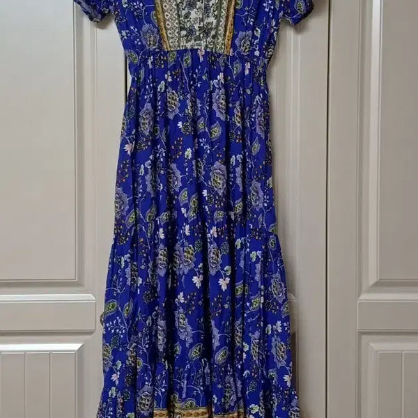 [BUNJANG] OZOC Paisley Pattern Blue Long Dress / 오조크OZOC 여름페이즐리패턴 블루롱원피스55