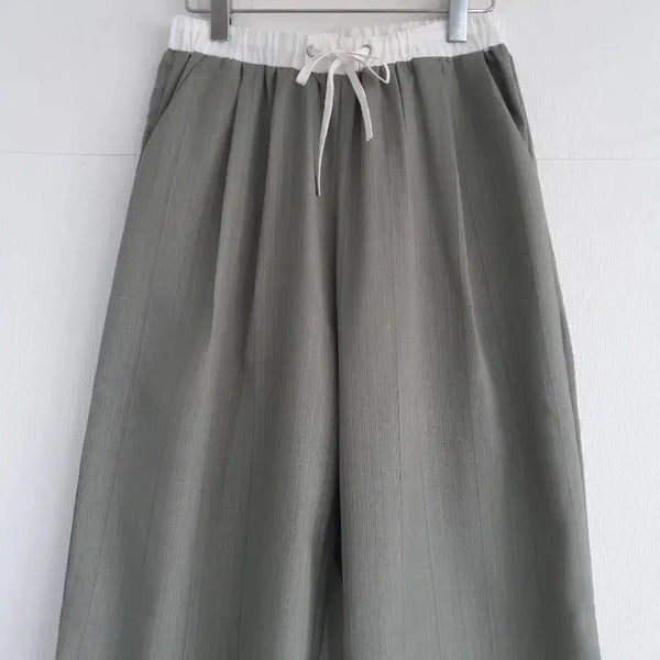 [BUNJANG] Green Stripe Wide Pants / 그린스트라이프와이드 팬츠