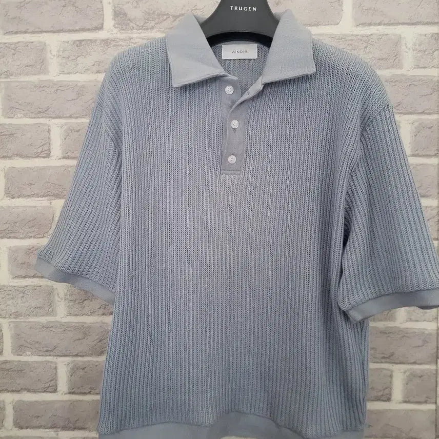 [BUNJANG] WINDER Blue Polo Short-Sleeve Knit L / WINDER 블루 폴로 반팔니트L