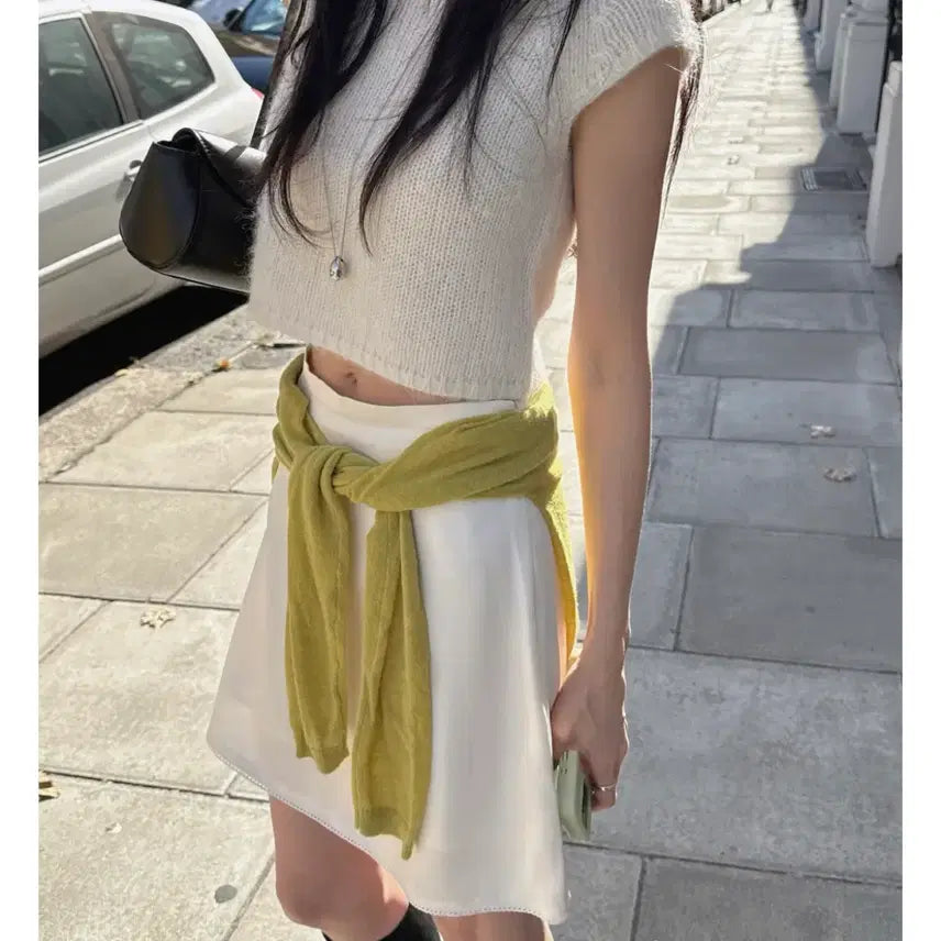 [BUNJANG] Cremme Lovel Satin Mini Skirt Ivory S / 크렘므 러블 새틴 미니스커트 아이보리 s