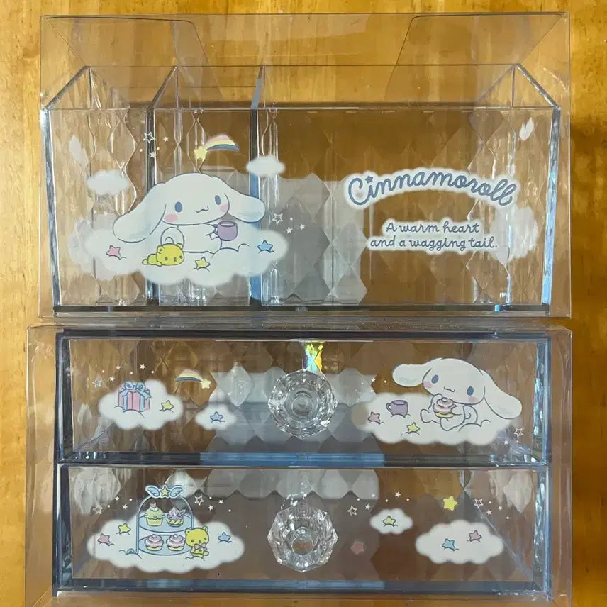 [BUNJANG] Sanrio Cinnamoroll Acrylic Organizer Set / 산리오 시나모롤 화장품 아크릴 정리함 수납함