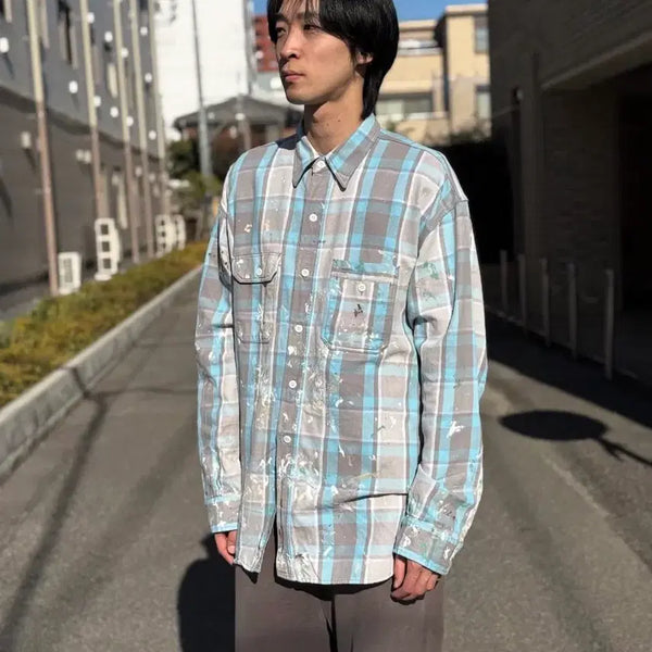 [BUNJANG] BOWWOW Painting Flannel Checkered Shirt / BOWWOW 페인팅 플란넬 체크 셔츠