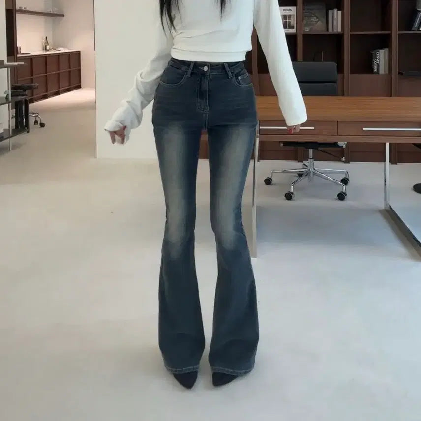 [BUNJANG] Amebly Bootcut Denim Pants Dark Wash / 새상품) 에이블리 나쇼중 부츠컷 데님 팬츠 진청
