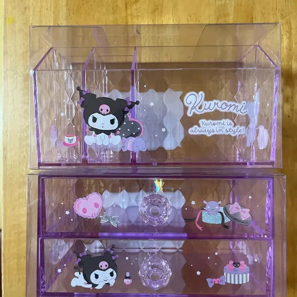 [BUNJANG] Sanrio Kuromi Acrylic Organizer Box with 2 Drawers / 산리오 쿠로미 화장품 아크릴 정리함 보관함 2중서랍