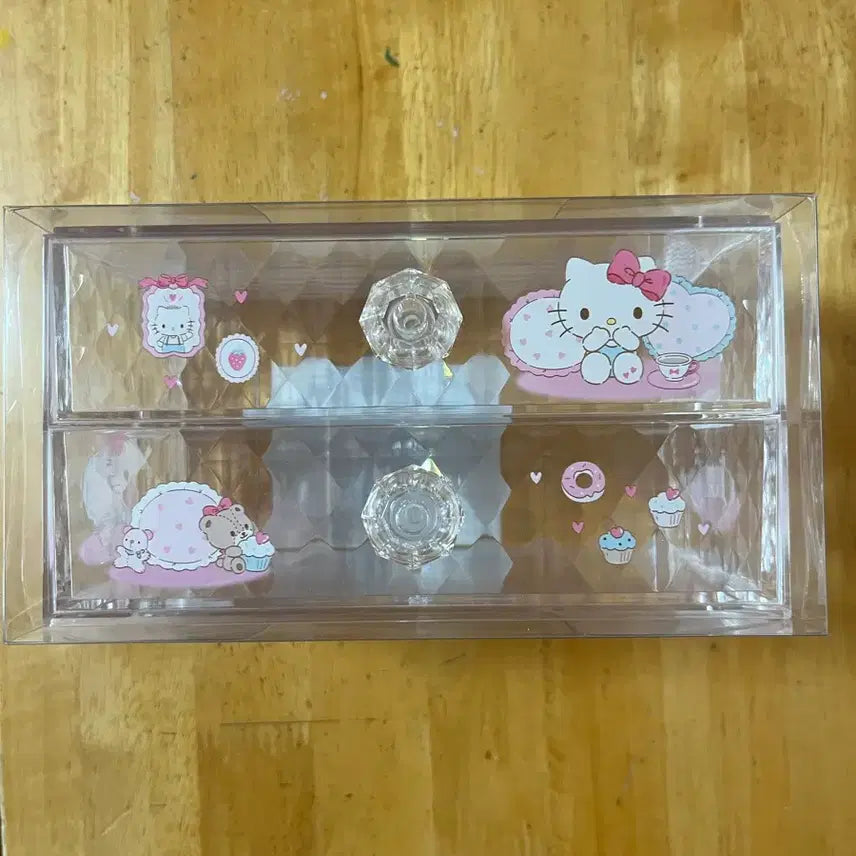 [BUNJANG] Sanrio Hello Kitty Acrylic 2-Tier Storage Organizer / 산리오 헬로키티 화장품 아크릴 2단 수납함 정리함