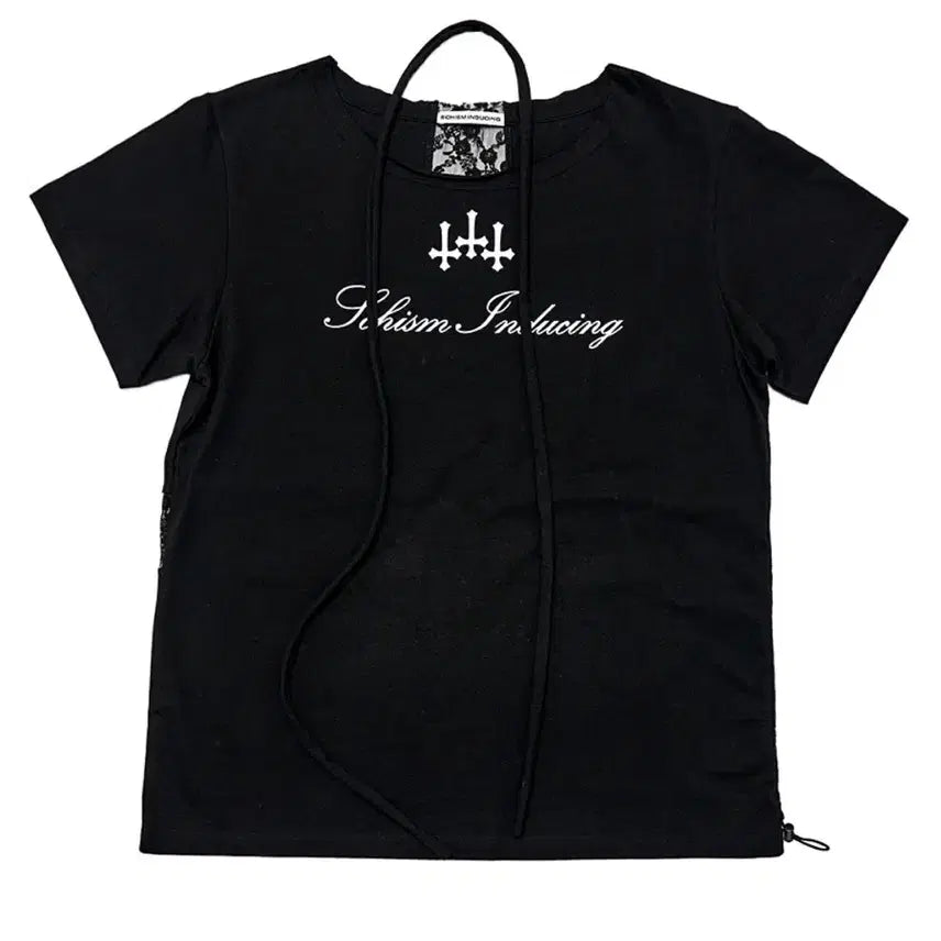[BUNJANG] SKISM Inducing Cross String T-shirt Black / 스키즘 인듀싱 크로스 스트링 티셔츠 블랙