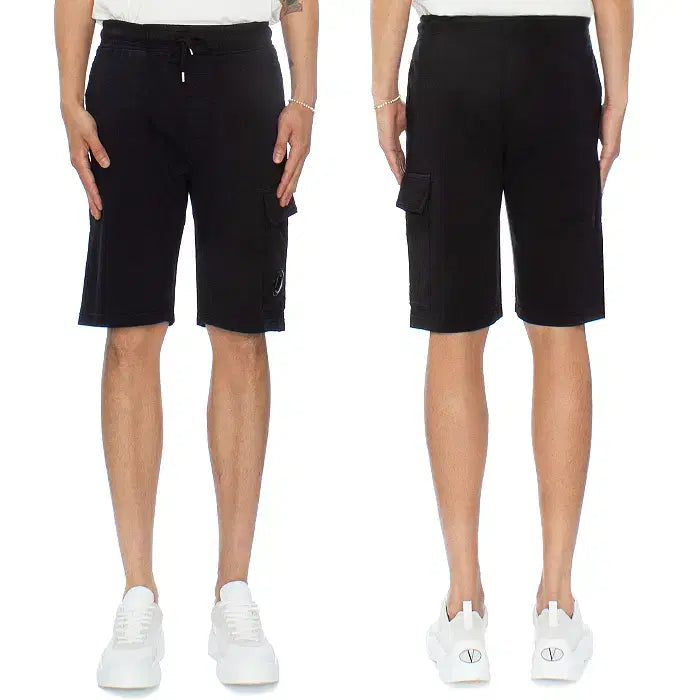 [BUNJANG] CP Company Men's Lens Logo Cargo Banded Shorts Black / CP컴퍼니 남성 렌즈 와펜 카고 밴딩 반바지 블랙 16CMSB021A