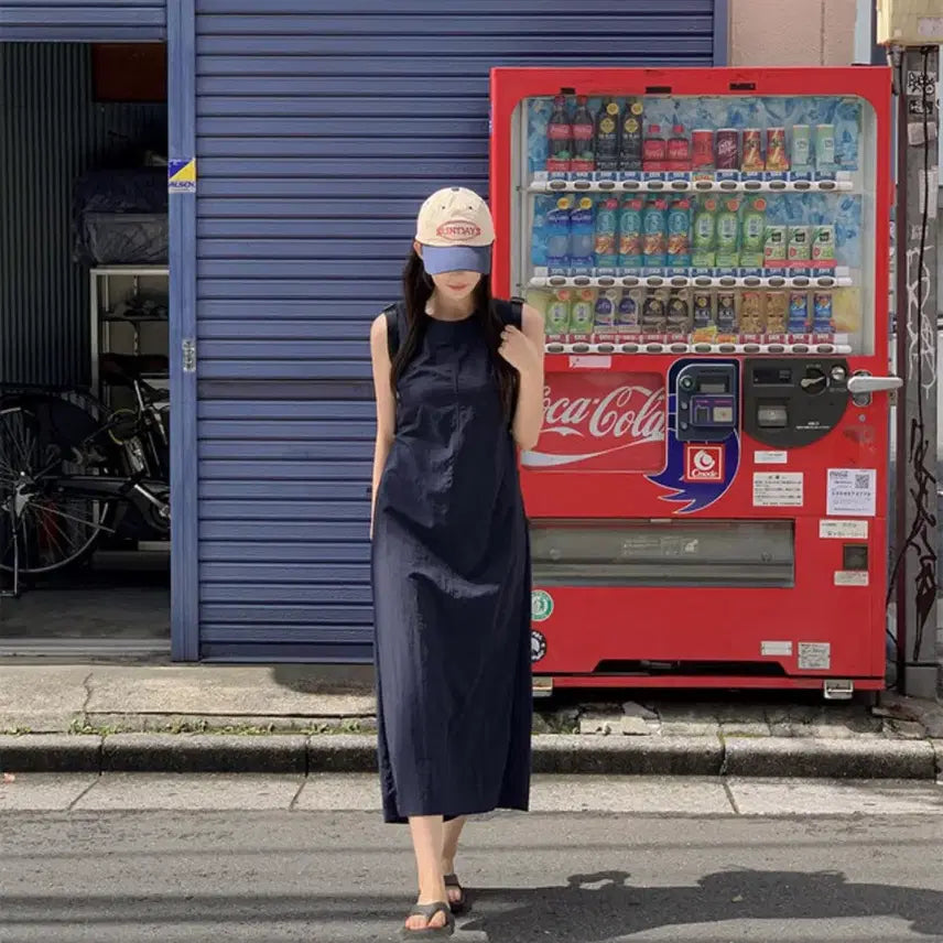 [BUNJANG] Back Slit Anorak Long Dress / 백 홀 트임 아노락 롱 원피스