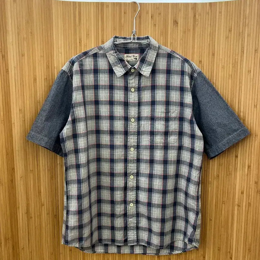 [BUNJANG] Globalwork Checkered Color-Block Shirt / 일본브랜드 글로벌워크 체크 배색 셔츠판매