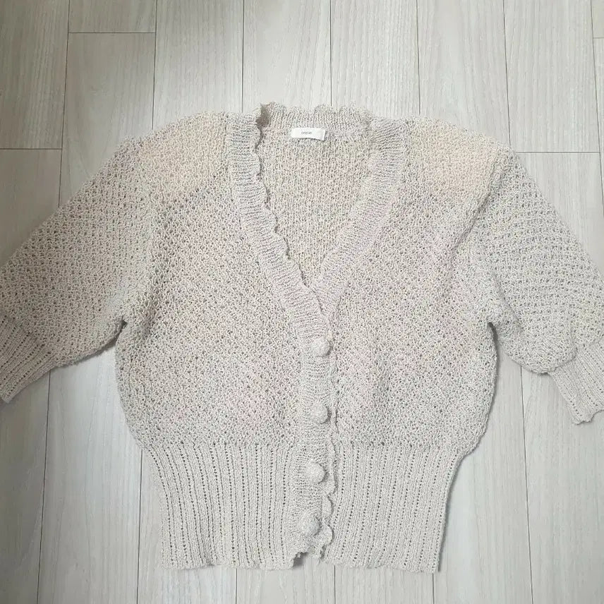 [BUNJANG] Cozy Cat Short-Sleeve Knit Cardigan / 코즈캣 반팔 니트가디건