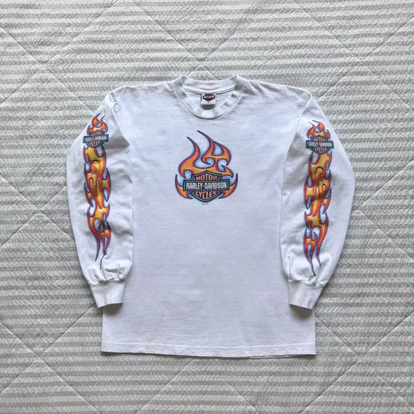 [BUNJANG] Vintage Harley-Davidson Flame Long Sleeve T-Shirt / 빈티지 할리데이비슨 플레임 롱슬리브 티셔츠
