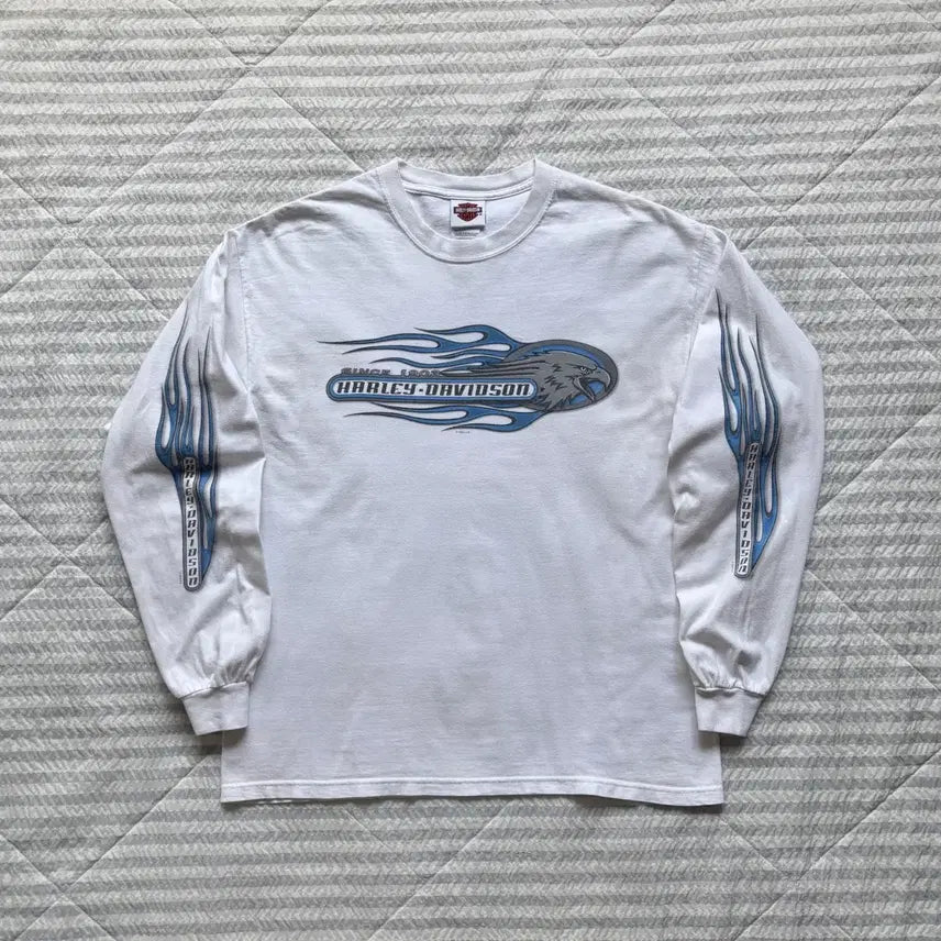 [BUNJANG] Vintage Harley-Davidson Flame Long Sleeve T-Shirt / 빈티지 할리데이비슨 플레임 롱슬리브 티셔츠