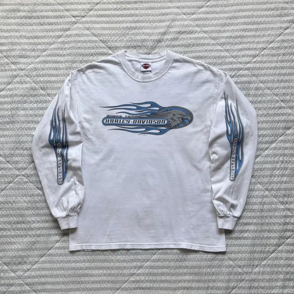 [BUNJANG] Vintage Harley-Davidson Flame Long Sleeve T-Shirt / 빈티지 할리데이비슨 플레임 롱슬리브 티셔츠