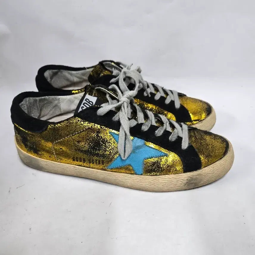 [BUNJANG] Golden Goose Superstar Gold Glitter Blue Star Sneakers Size 40 / 골든구스슈퍼스타 골드 글리터 블루스타  스니커즈 40