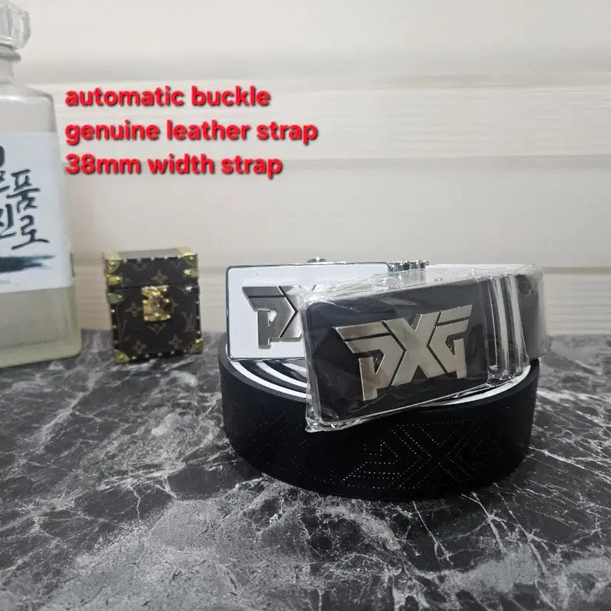 [BUNJANG] PXG Cowhide Automatic Golf Belt / PXG (편안한 착용감)white/black 가죽 골프 자동벨트