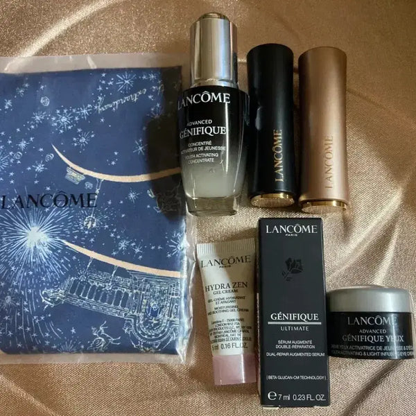 [BUNJANG] Lancôme Lipstick Set with Serum, Pouch, Scarf, and Bag / 새상품)랑콤 립스틱2개+세럼20ml+랑콤3종+랑콤파우치1개+스카프+가방