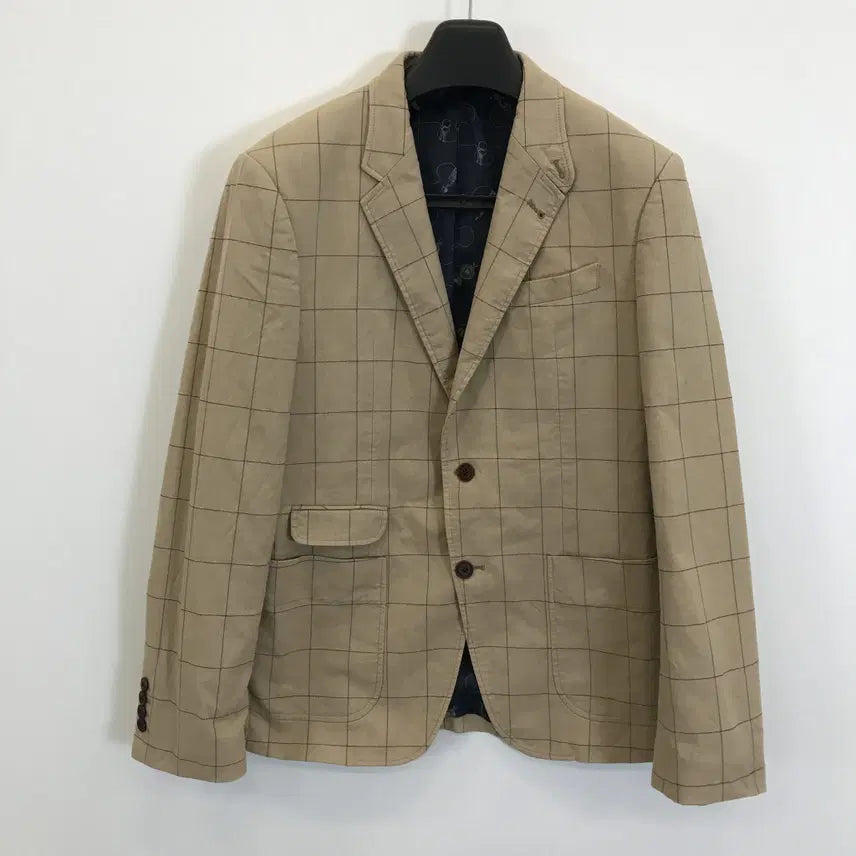 [BUNJANG] T.I FOR MEN Check Cotton Blazer Jacket Beige 105 / 티아이포맨 체크 코튼블레이저자켓 [105]