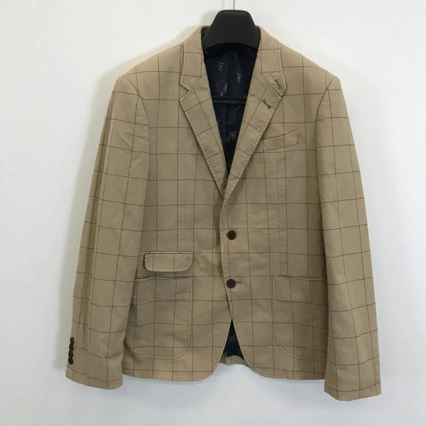 [BUNJANG] T.I FOR MEN Check Cotton Blazer Jacket Beige 105 / 티아이포맨 체크 코튼블레이저자켓 [105]