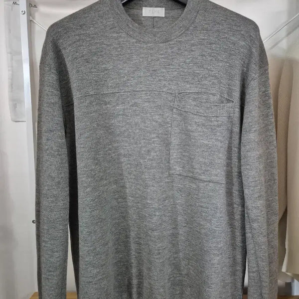 [BUNJANG] Time Homme Wool Pocket Knit Grey / 타임옴므 울 포켓 니트 100 그레이