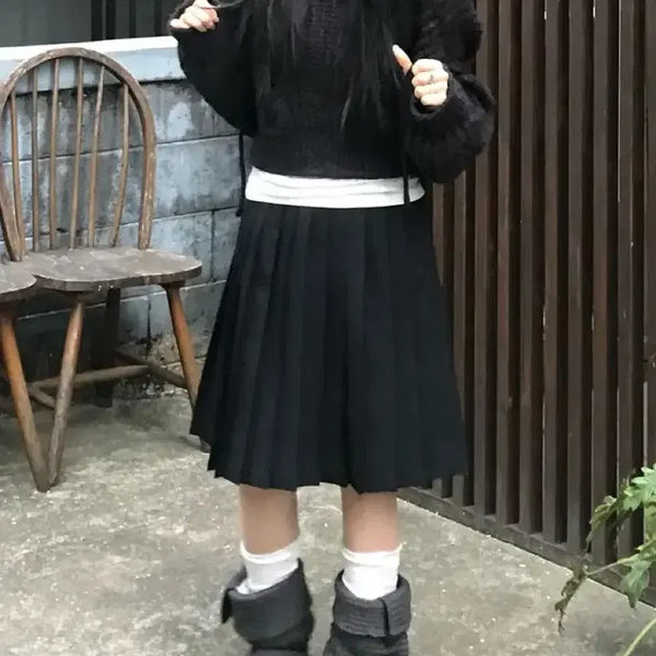 [BUNJANG] O.N.E.N. Tokyo Pleated Midi Skirt Black / 오엔엔 도쿄 플리츠 미디 스커트