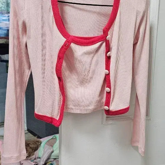 [BUNJANG] MONROE Pink Cardigan and Camisole Set / MONROE 핑크색 가디건 나시 셋트