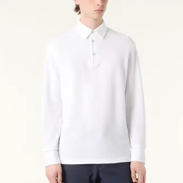 [BUNJANG] Loro Piana Honeycomb Pique Cotton Long Sleeve Polo Shirt M / 로로피아나 허니콤 피케 코튼 긴팔 폴로 M