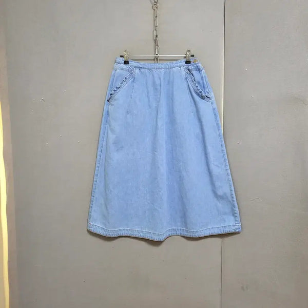 [BUNJANG] Ashley Shop Ruffle Detail Denim Skirt Size 55 / 프릴포인트 라인이쁜 청스커트 55 n5511