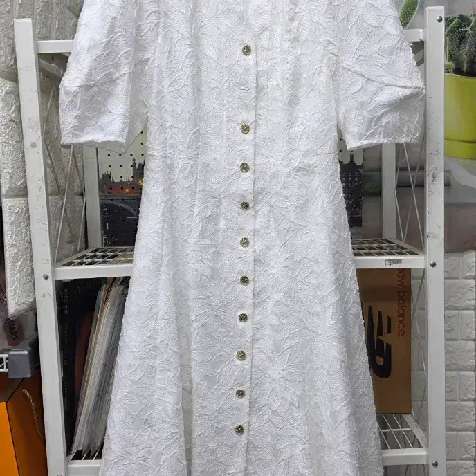 [BUNJANG] MOJO.S.PINE Summer Short-Sleeve Long Dress Lace Embroidery White / 모조에스핀 여름 반팔 롱원피스 85/ 슬림55 레이스 자수원피스 WM95