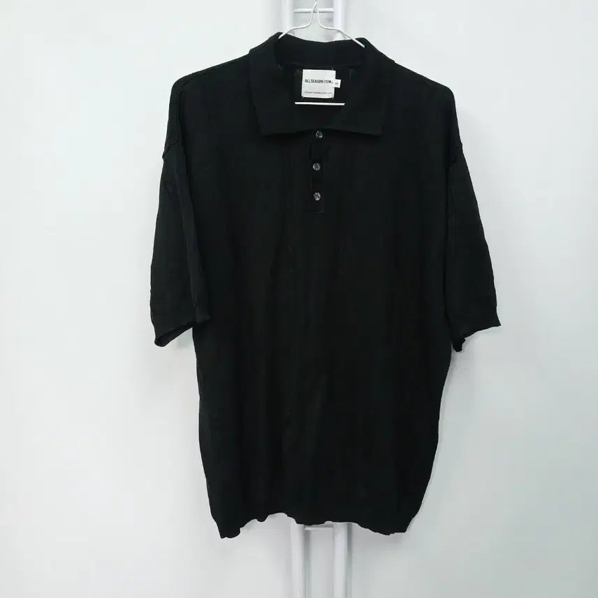 [BUNJANG] Dimitri Black New Short Sleeve Collar Knit Size 105 / 디미트리블랙 신상 반팔 카라 니트 105