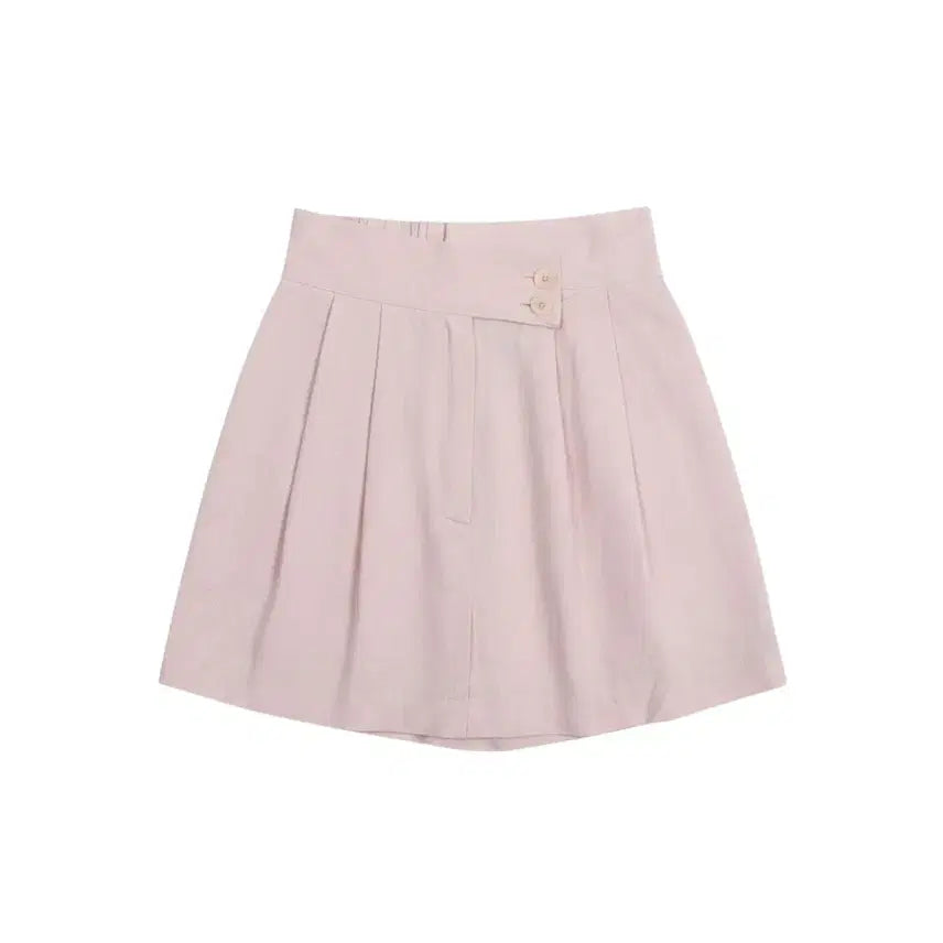 [BUNJANG] Women's S Pink Linen Blend Culottes Shorts / 여성S/ 뭉치 핑크 뒷밴딩 린넨 혼방 반바지 치마바지 37-166