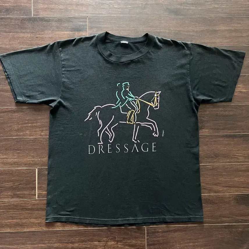 [BUNJANG] Vintage Single Stitch Art T-Shirt / [L추정] 미국 빈티지 싱글스티치 마장술 아트 티셔츠