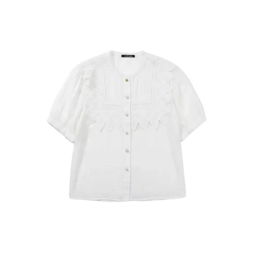 [BUNJANG] Plastic Island Women's Lace Short-Sleeve Blouse IV / 여성F/ 플라스틱아일랜드 레이스 반팔 블라우스IV 37-157