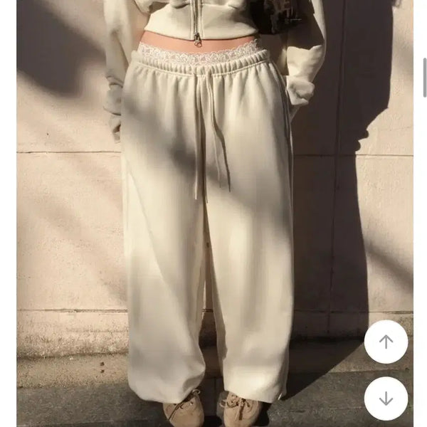 [BUNJANG] Hipnotic Lace Sagging Wide Pants Cream / 히프나틱 레이스 새깅 와이드팬츠 크림 새상품