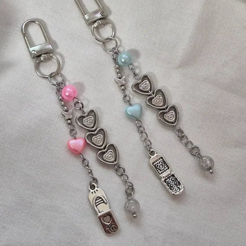 [BUNJANG] Heart Beaded Phone Charm / 하트 핸드폰 키링 비즈키링