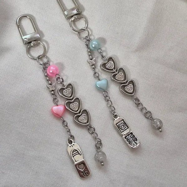 [BUNJANG] Heart Beaded Phone Charm / 하트 핸드폰 키링 비즈키링