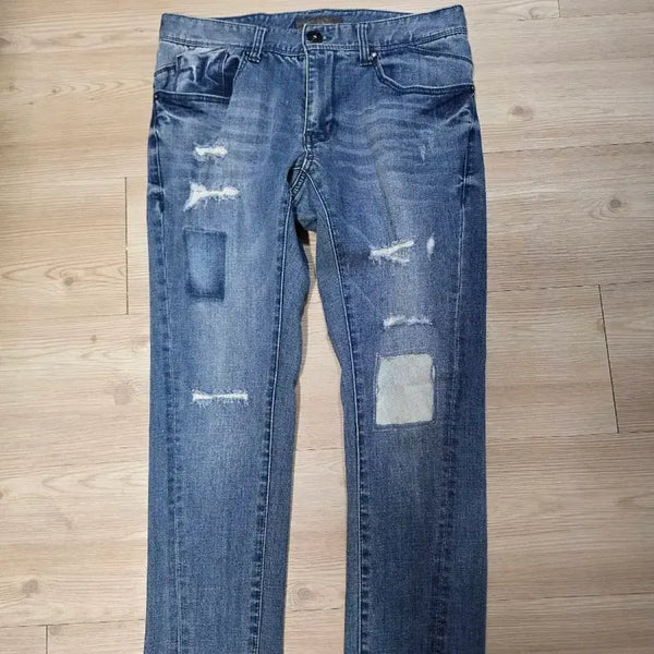 [BUNJANG] NIX Denim Jeans with Distressed and Patchwork Details / 닉스 청바지