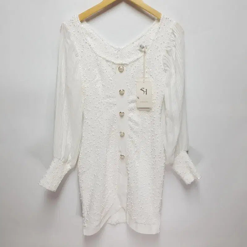 [BUNJANG] Pearl Button Tweed Dress L / 진주버튼 트위드 원피스 L