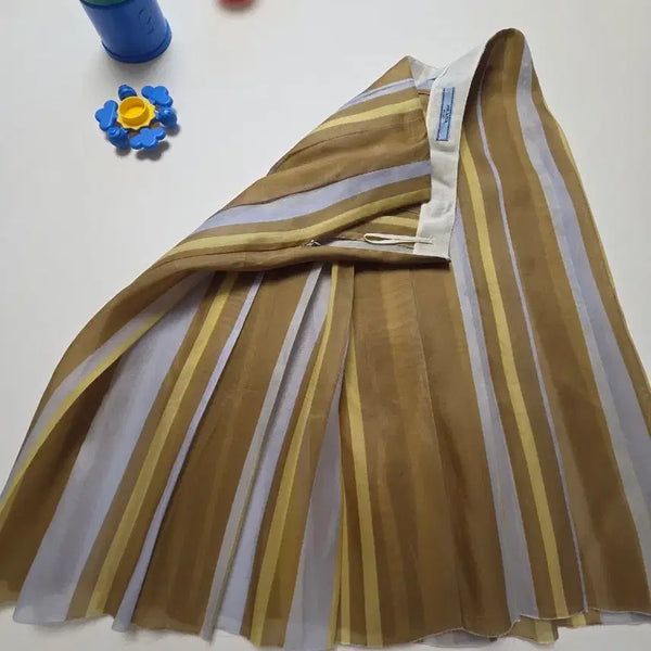 [BUNJANG] PRADA 100% Silk Striped Pleated Skirt / (새제품)PRADA 스트라이프 플리츠 100%실크스커트