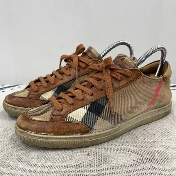 [BUNJANG] Burberry Check Canvas Sneakers / 버버리 체크 캔버스 스니커즈 37 X00790