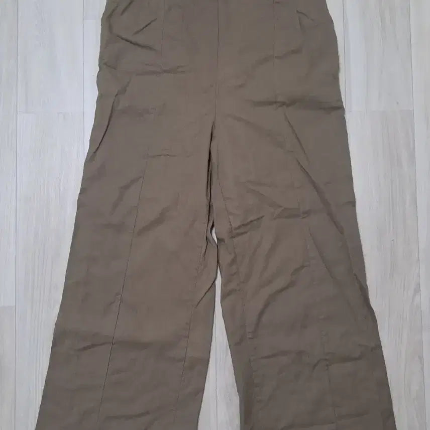 [BUNJANG] Brown Cotton Linen Wide Banding Pants / 브라운 면 린넨 와이드 밴딩 팬츠/마 바지/통바지/고무줄 바지(새 제품)