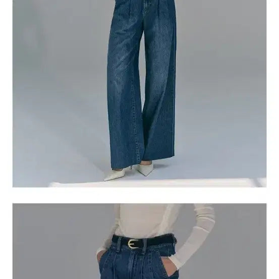 [BUNJANG] Barneys New York Pintuck Wide Denim Pants Indigo / 바니스뉴욕 핀턱 와이드 데님 팬츠ㅡ인디고