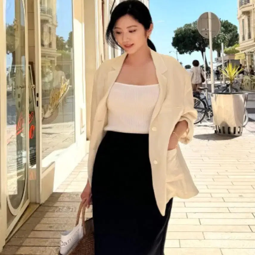[BUNJANG] Reti Chella Sheer Viscose Linen Jacket Cream S / 새상품 레티첼라 시어 비스코스 린넨 자켓 s 크림