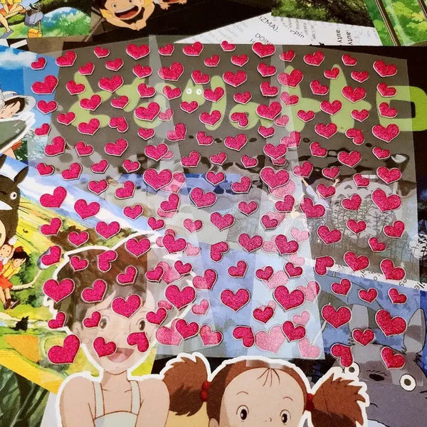 [BUNJANG] Glitter Heart 3D Sticker Set Bundle / 고전문구) 반짝이 하트 입체 스티커 세트 일괄