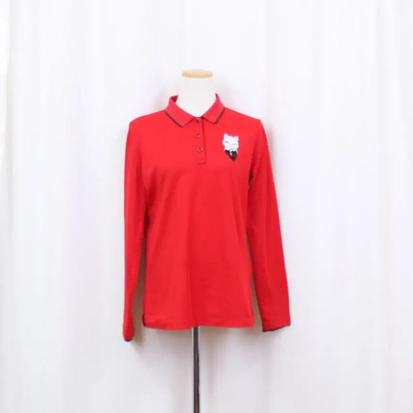 [BUNJANG] LYNX Women's Performance Golf Long Sleeve Polo Shirt (Size 90) - Red / [정품] 링스 여성 고기능성 골프 카라넥 긴팔 티셔츠 (90) 상상샵