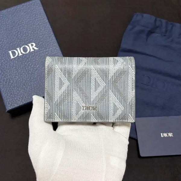 [BUNJANG] Dior Business CD Diamond Canvas Card Holder Grey / [S+/풀구성] 디올 비즈니스 CD 다이아몬드 캔버스 카드지갑 그레이