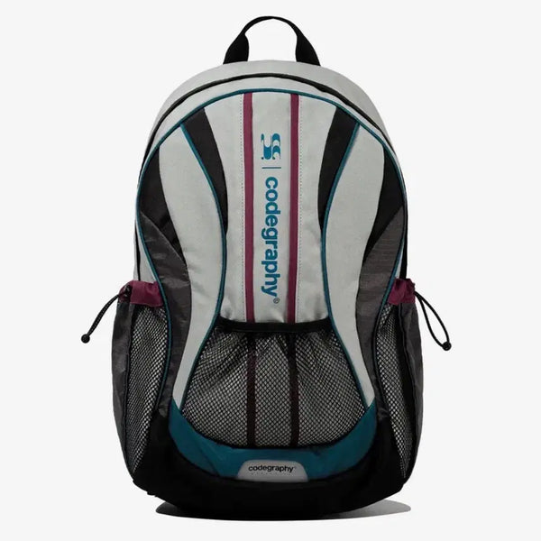 [BUNJANG] Code Graphy Piping Color-Block Backpack Grey / WAVE 코드그라피 파이핑 배색 백팩 그레이 컬러