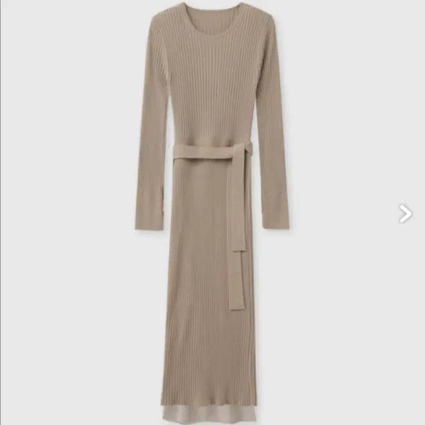 [BUNJANG] SIE Apron Open Lab Dress Long Sleeve + Inner Skirt Set / 시에 에이프런 오픈랩드레스 원피스 긴팔+이너스커트 세트