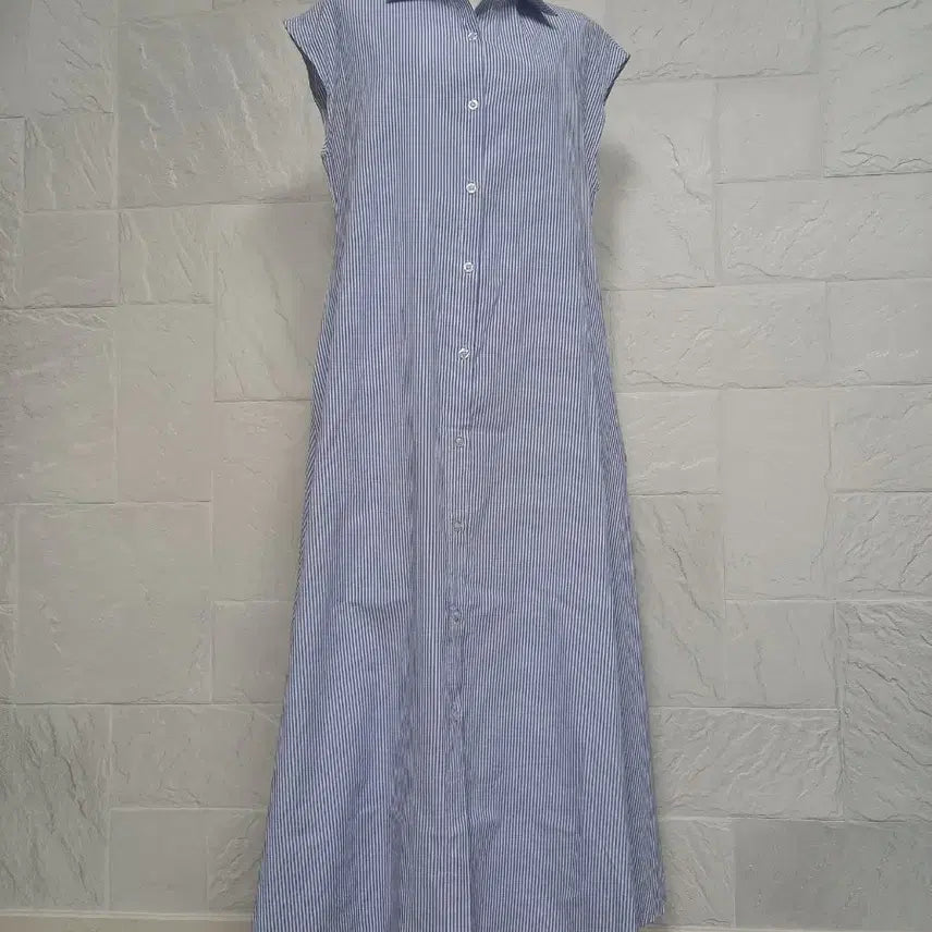 [BUNJANG] Blue Stripe Long Shirt Dress / 스트라이프 셔츠 롱 원피스