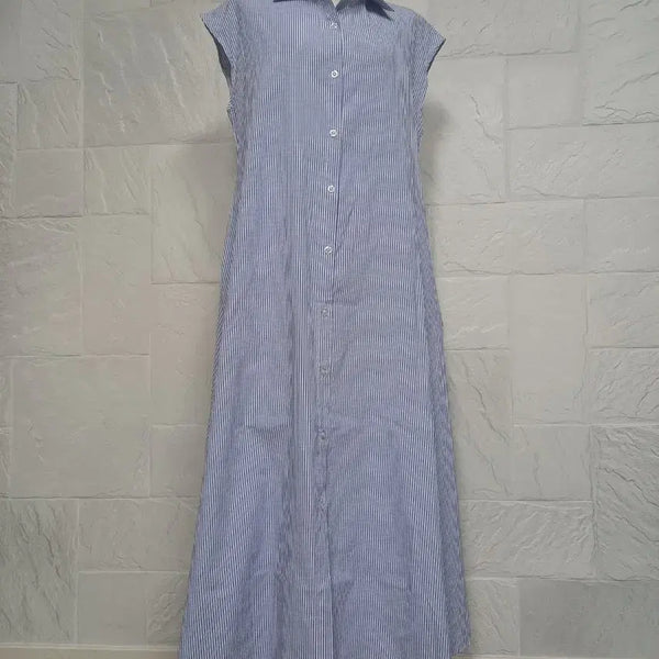 [BUNJANG] Blue Stripe Long Shirt Dress / 스트라이프 셔츠 롱 원피스
